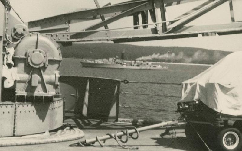 One of the last known pictures of Voyager taken from the deck of the carrier Melbourne in Jervis Bay, February 1964.