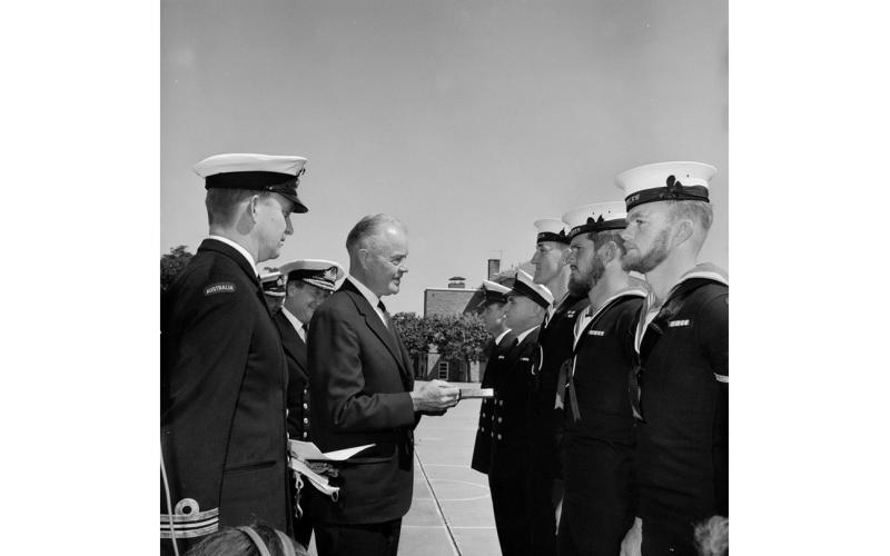 Members of CDT 3 receive a Meritorious Unit Citation presented by the US Ambassador to Australia, Walter L. Rice.