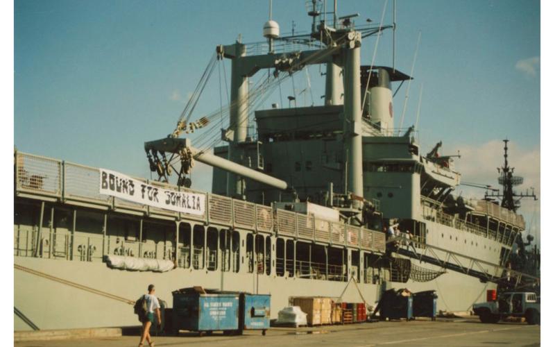 HMAS Tobruk preparing to depart for Somalia.