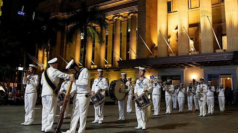 HMAS Moreton ceremonial sunset