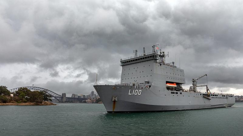 HMAS Choules, landing ship, dock (LSD).
