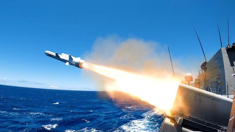 Missile firing from a Navy vessel